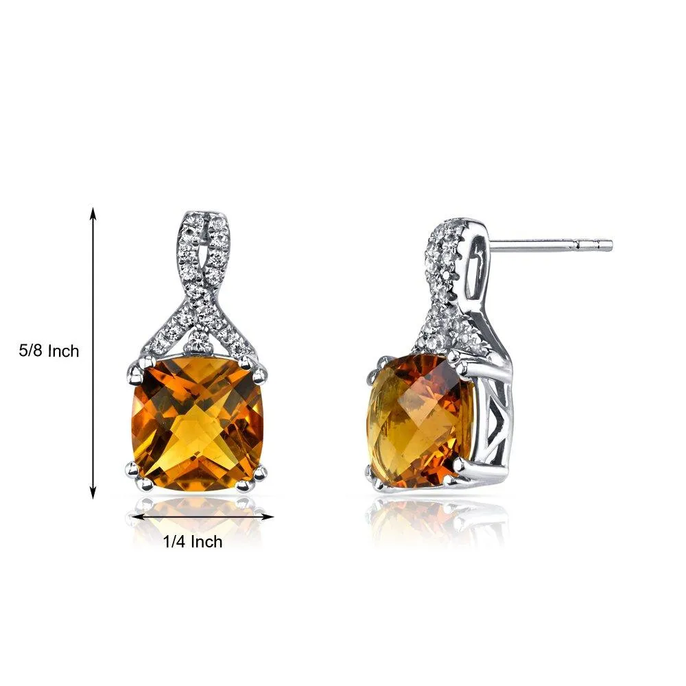 Citrine Stud Earrings in 18K White Gold Plating - Hypoallergenic Gemstone Jewelry Made to Last