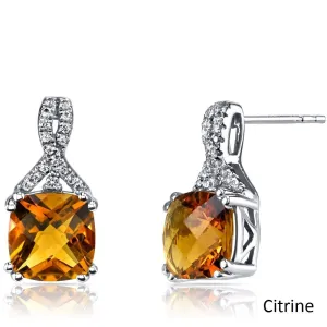 Citrine Stud Earrings in 18K White Gold Plating - Hypoallergenic Gemstone Jewelry Made to Last