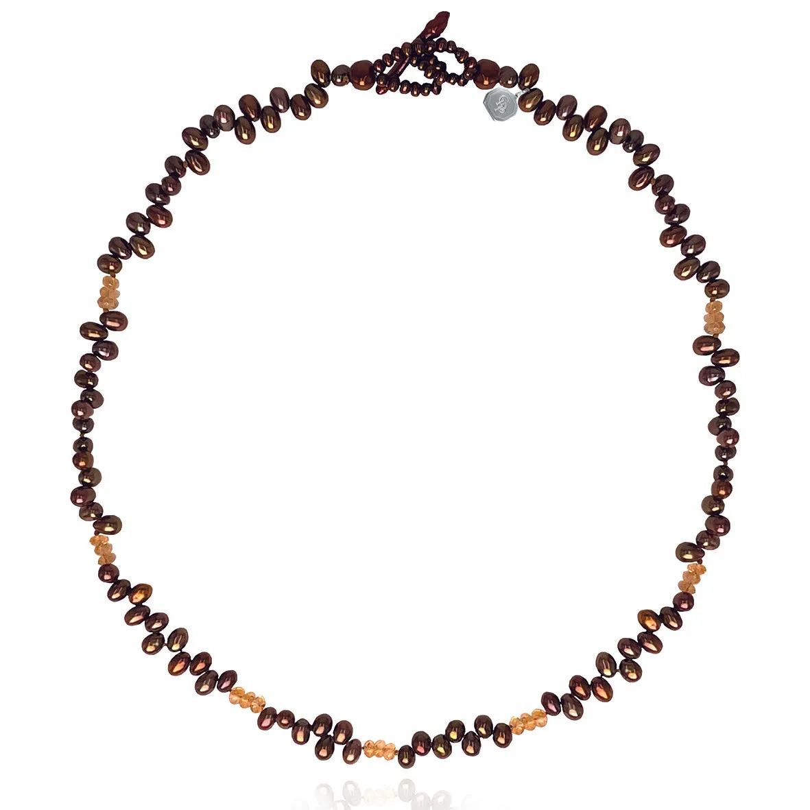 Copper Freshwater Pearl & Citrine Droplet Necklace