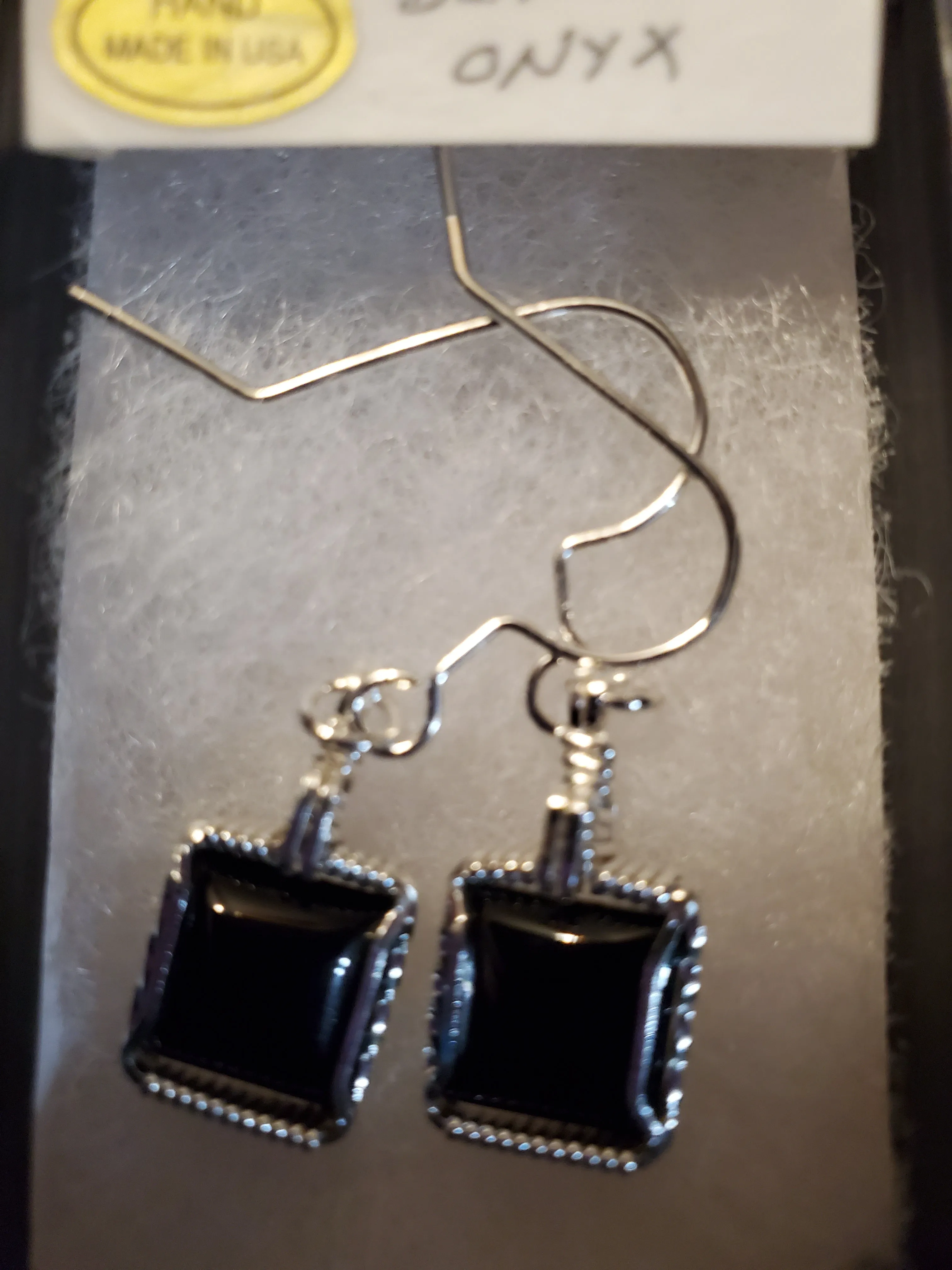 Custom Wire Wrapped Black Onyx Sterling Silver Earrings