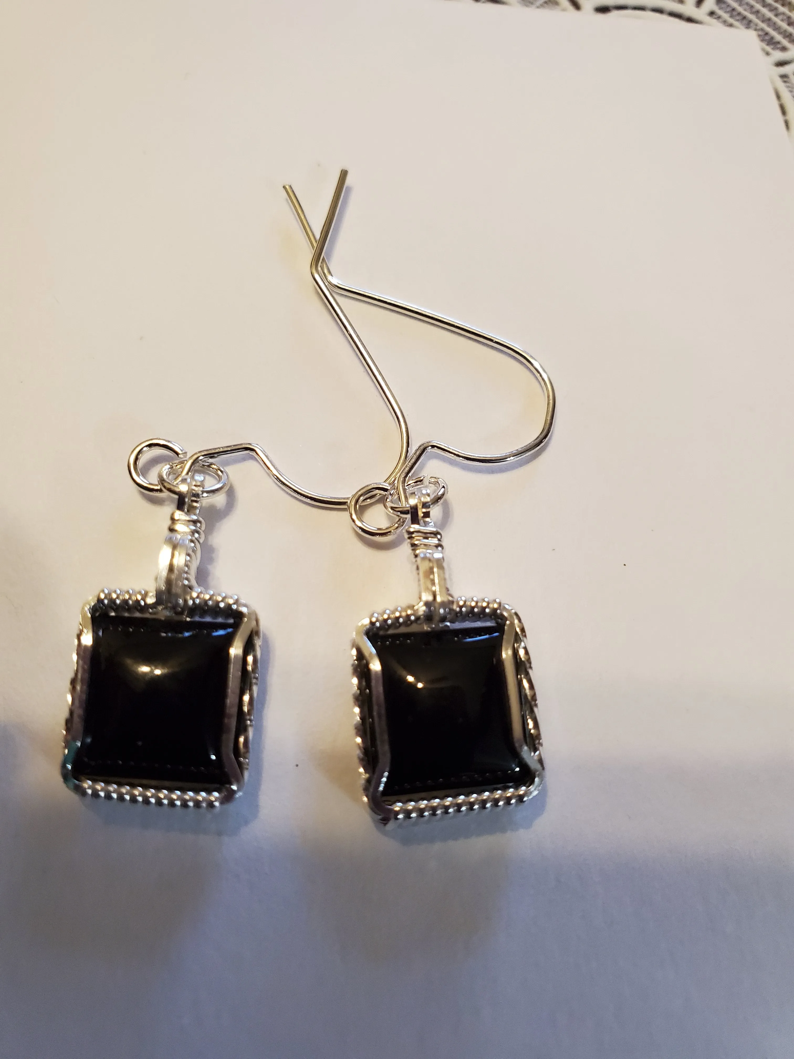 Custom Wire Wrapped Black Onyx Sterling Silver Earrings