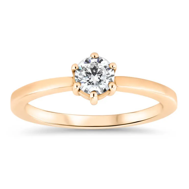 Dainty Solitaire  Engagement Ring Minimalist Design Six Prong Setting- Natalie