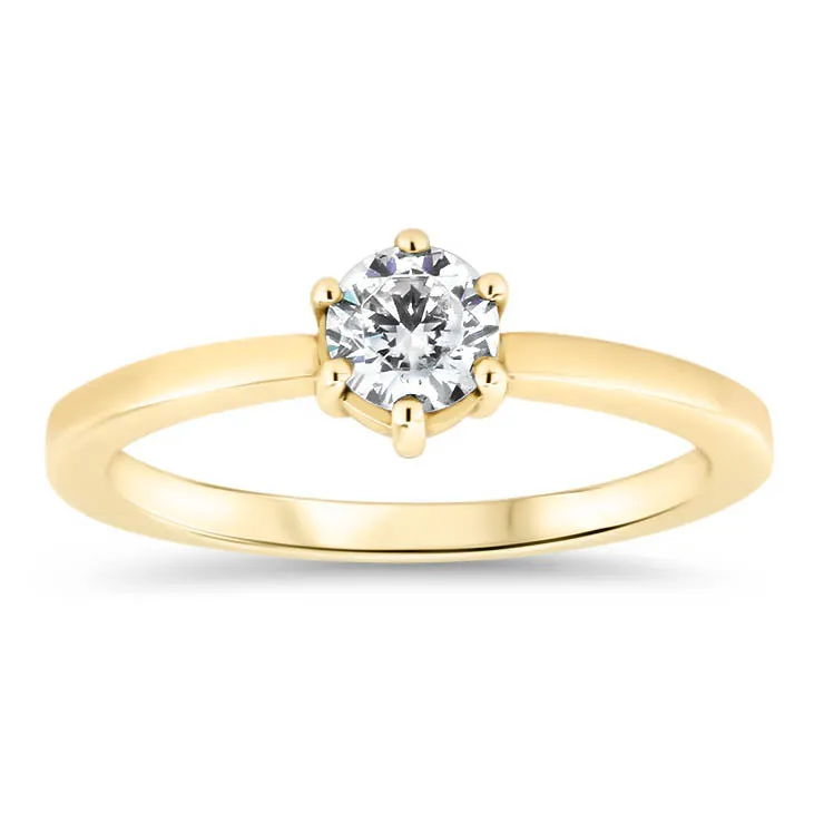 Dainty Solitaire  Engagement Ring Minimalist Design Six Prong Setting- Natalie