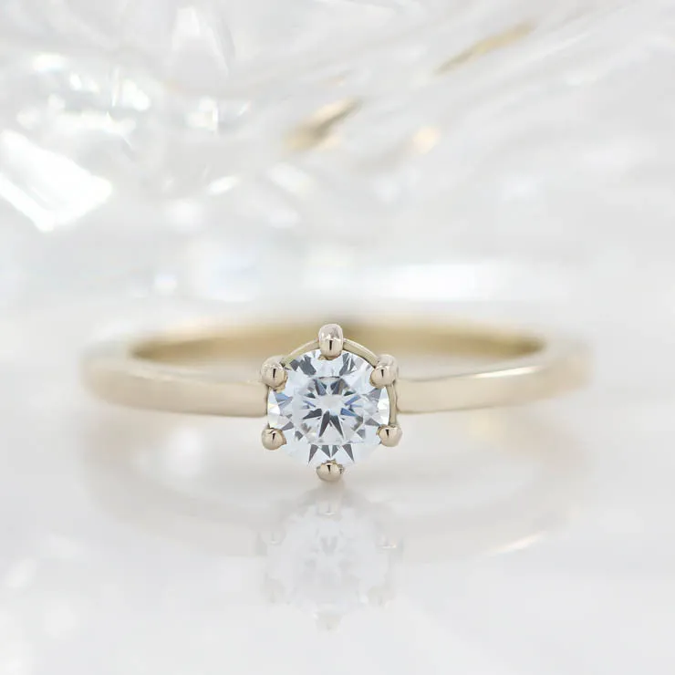 Dainty Solitaire  Engagement Ring Minimalist Design Six Prong Setting- Natalie