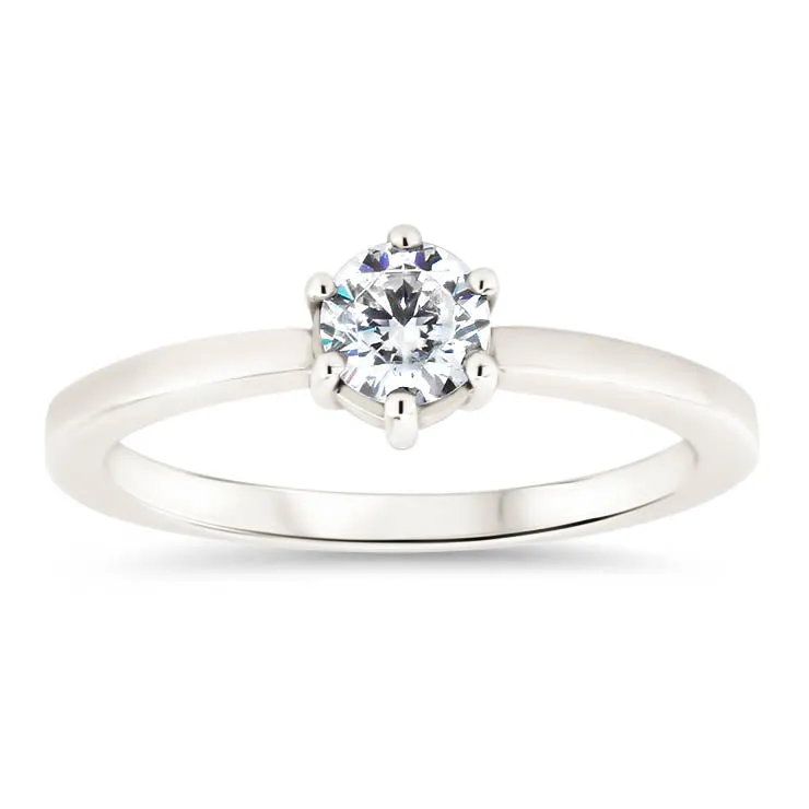 Dainty Solitaire  Engagement Ring Minimalist Design Six Prong Setting- Natalie