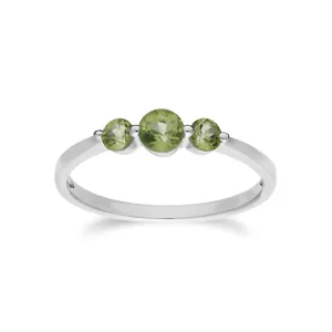 Damen Sterlingsilber Drei Stein Peridot Rund Farbverlauf Ring - Peridot