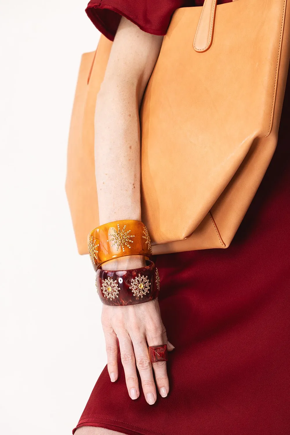 Diamond Citrine Tortoise Bakelite Bangle