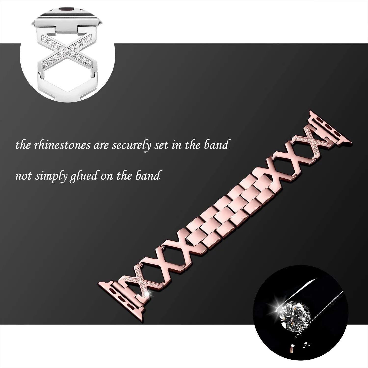 Diamond High-Quality Steel Strap for Apple Series 7 6 Luxury Bracelet