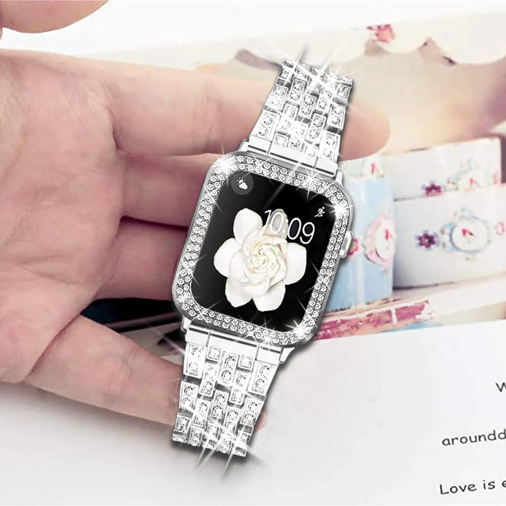 Diamond Strap   Case For Apple Series 7 6 Bracelet High-Quality Steel