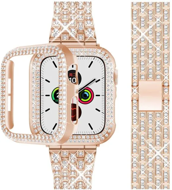 Diamond Strap   Case For Apple Series 7 6 Bracelet High-Quality Steel