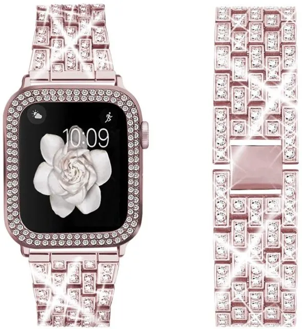 Diamond Strap   Case For Apple Series 7 6 Bracelet High-Quality Steel