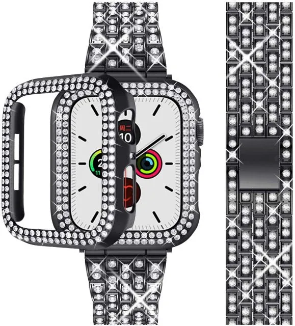 Diamond Strap   Case For Apple Series 7 6 Bracelet High-Quality Steel
