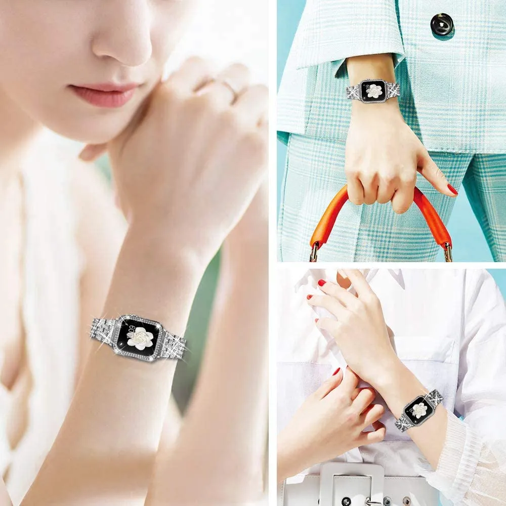 Diamond Strap   Case For Apple Series 7 6 Bracelet High-Quality Steel
