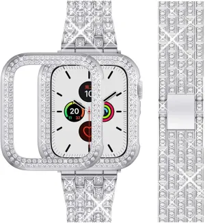 Diamond Strap   Case For Apple Series 7 6 Bracelet High-Quality Steel