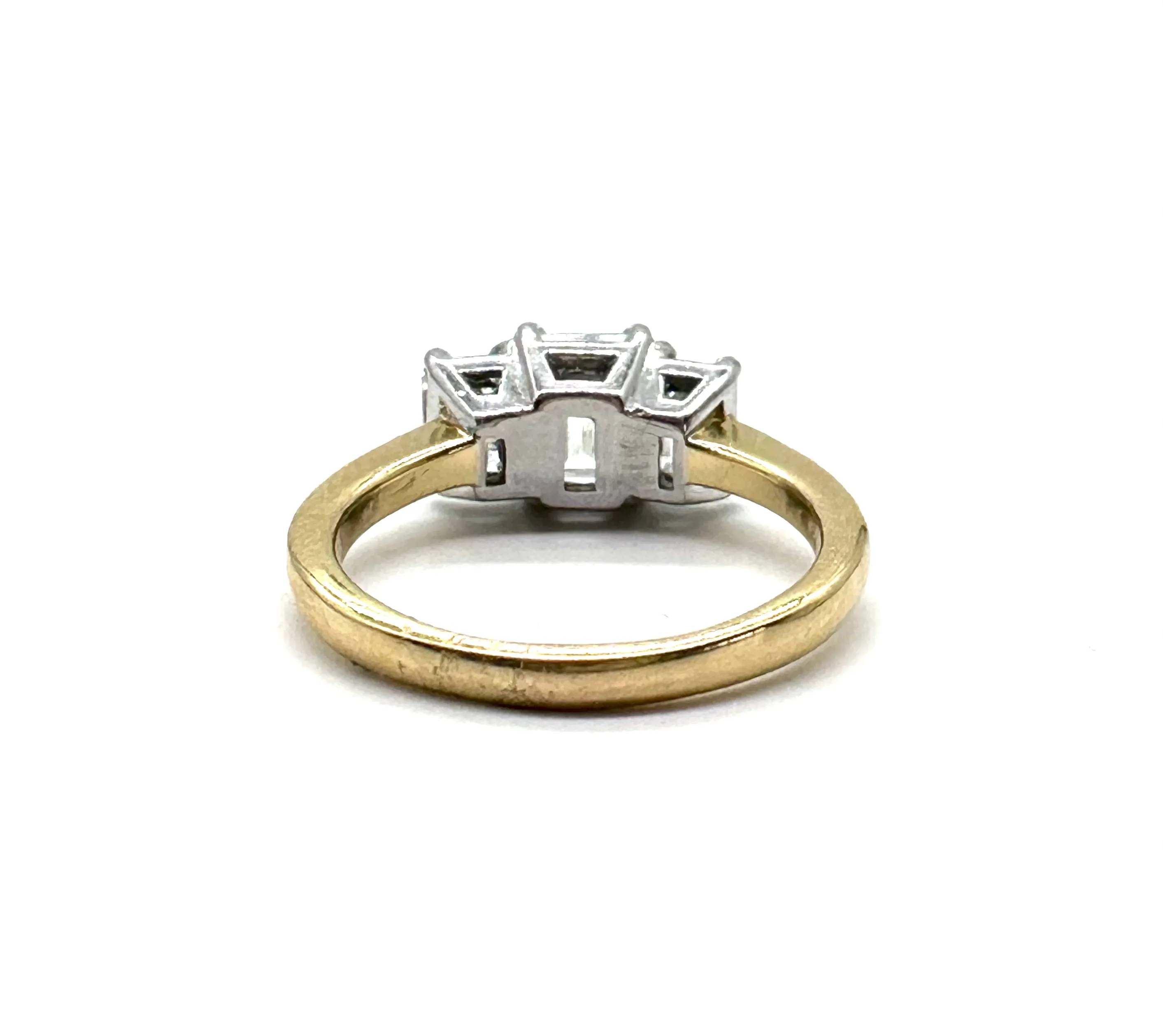 Emerald Cut Diamond Past Present & Future Ring