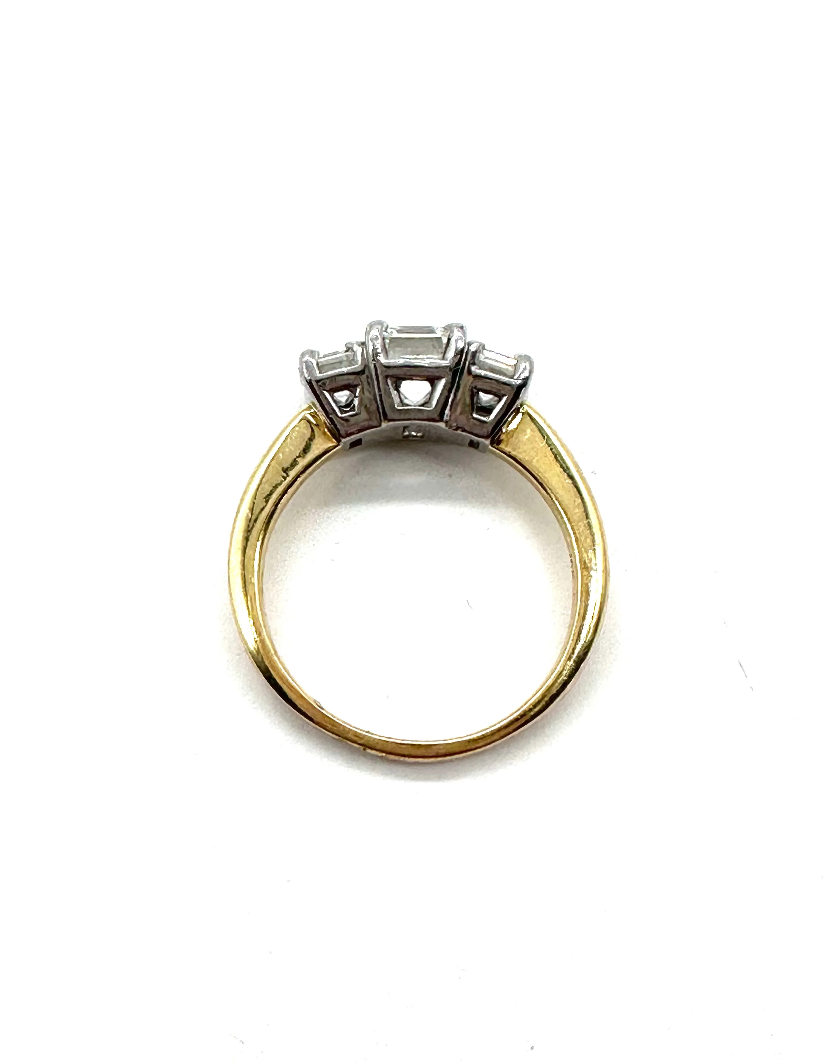 Emerald Cut Diamond Past Present & Future Ring