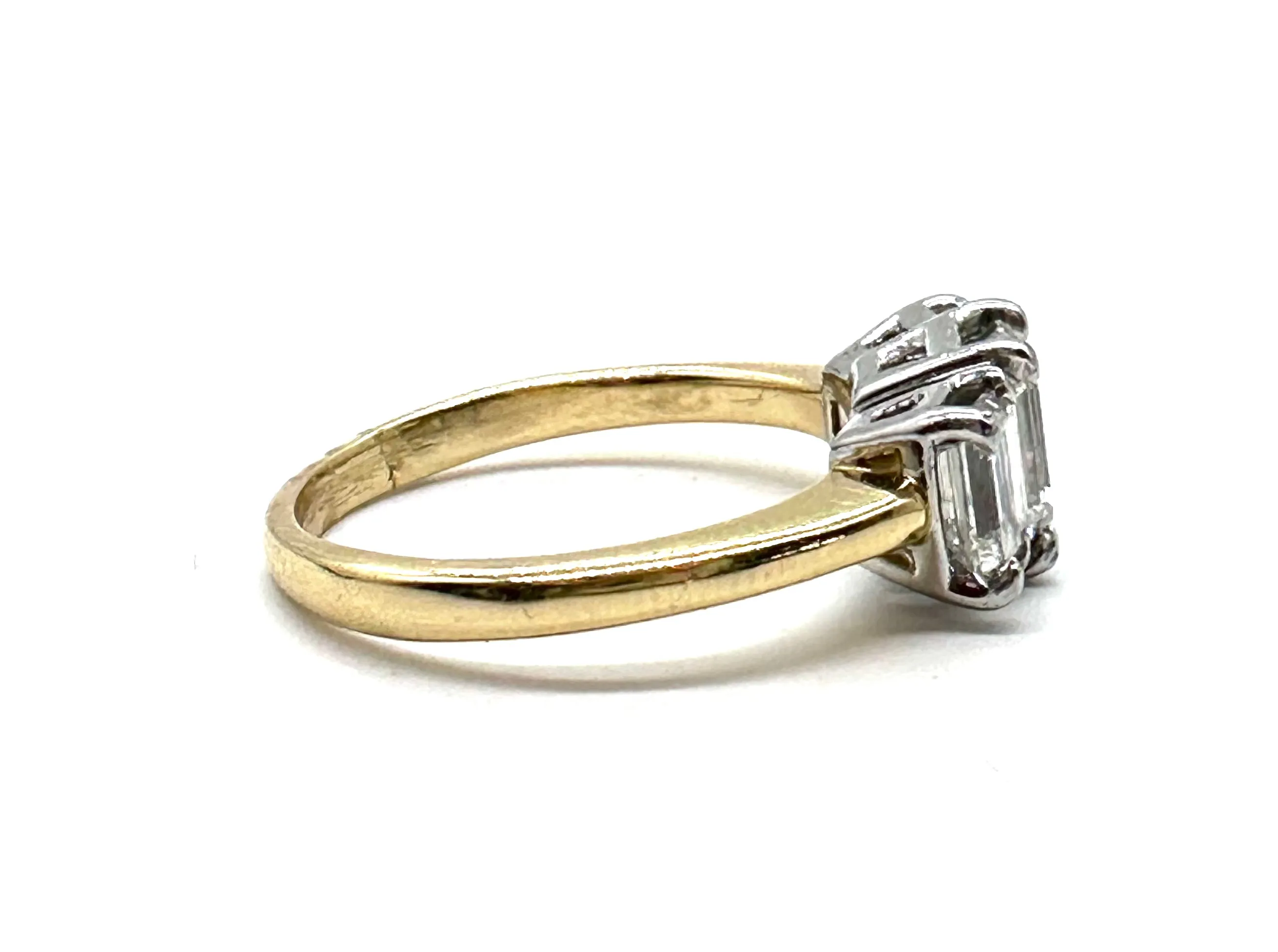 Emerald Cut Diamond Past Present & Future Ring