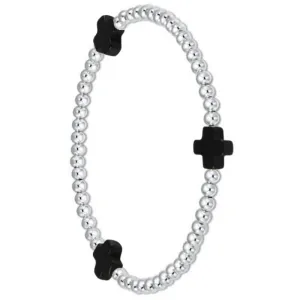 enewton Signature Cross Sterling 3mm Bead with Onyx Cross Bracelet