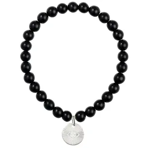 Eye of Providence & Protection Gemstone Bracelet - Silver / Black