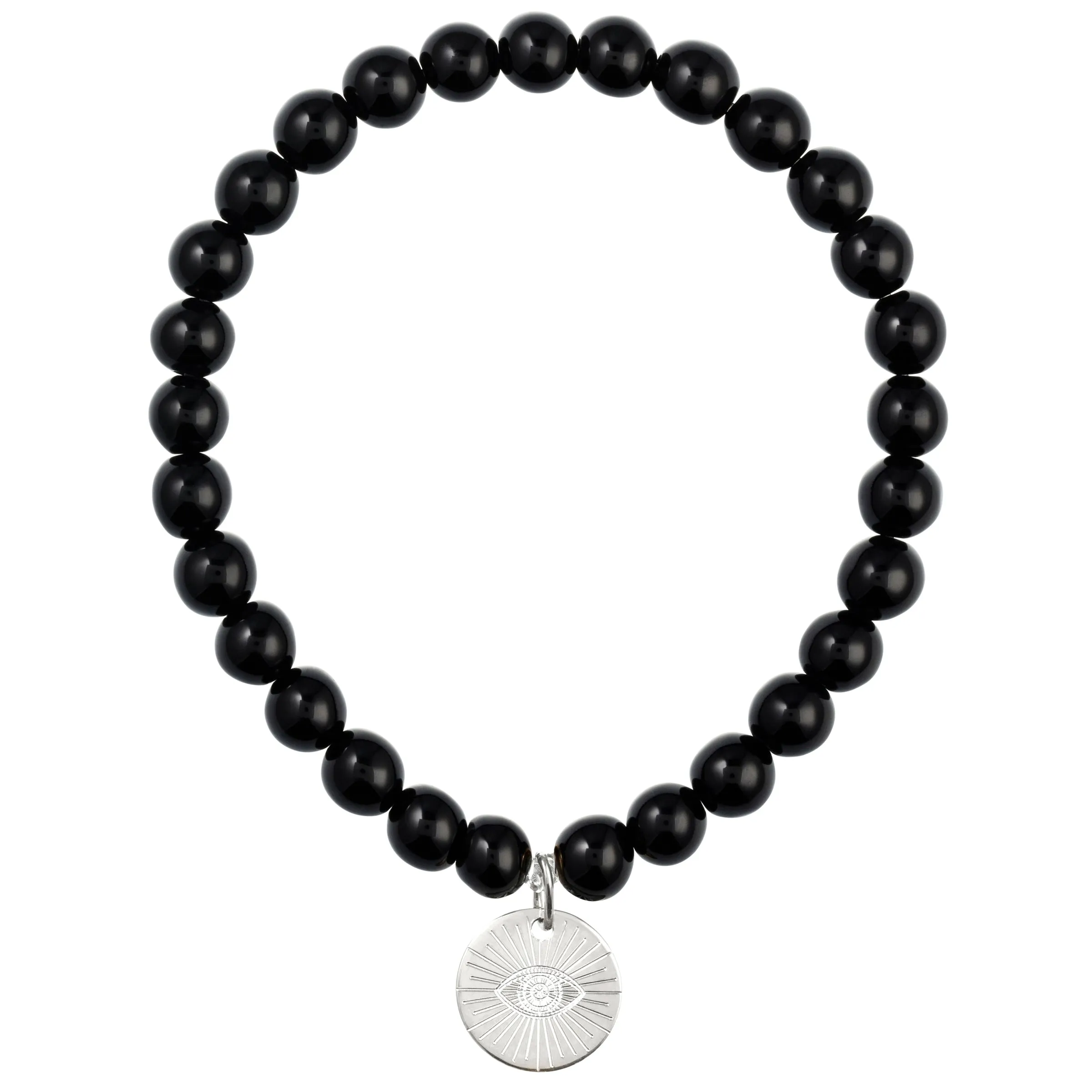 Eye of Providence & Protection Gemstone Bracelet - Silver / Black