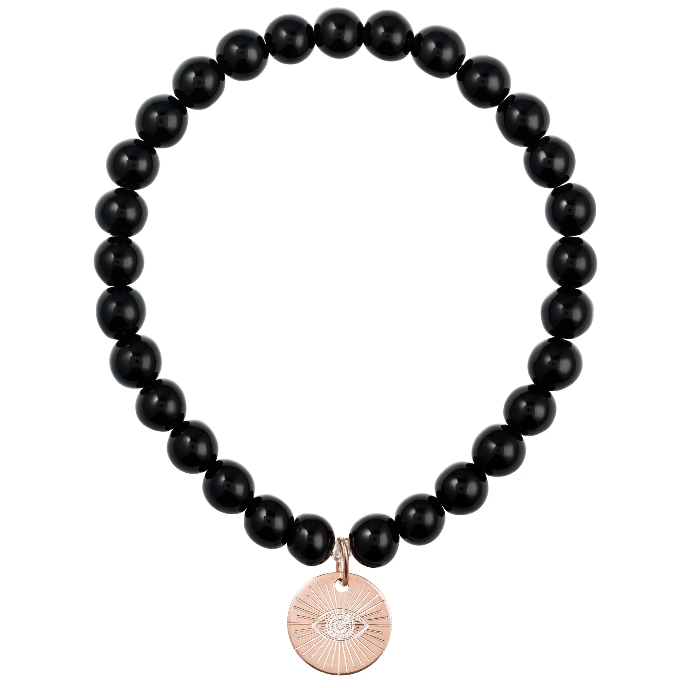 Eye of Providence & Protection Gemstone Bracelet - Silver / Black