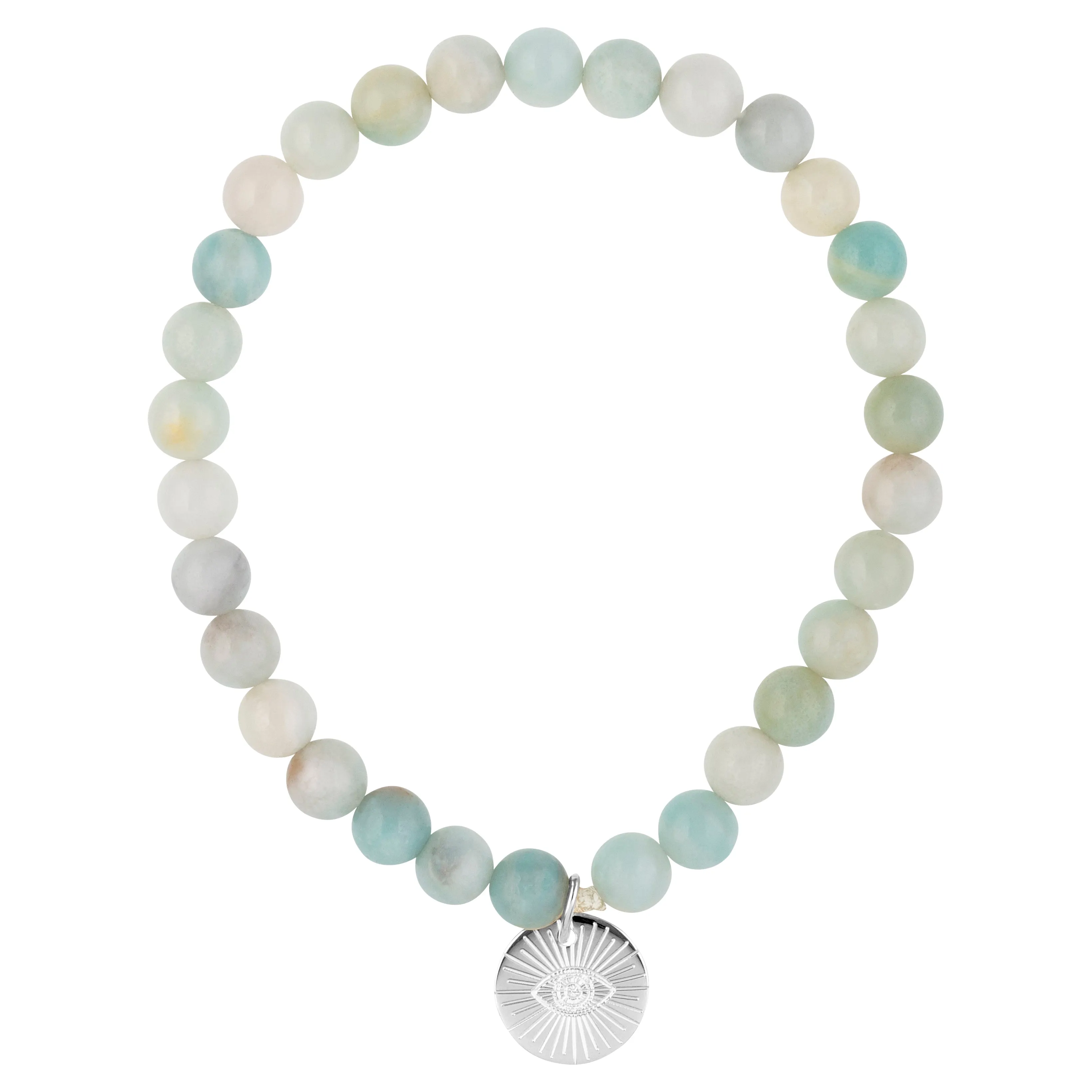 Eye of Providence & Protection Gemstone Bracelet - Silver / Black