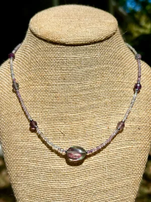 Fluorite Gemstone Sterling Silver Beaded Choker Necklace