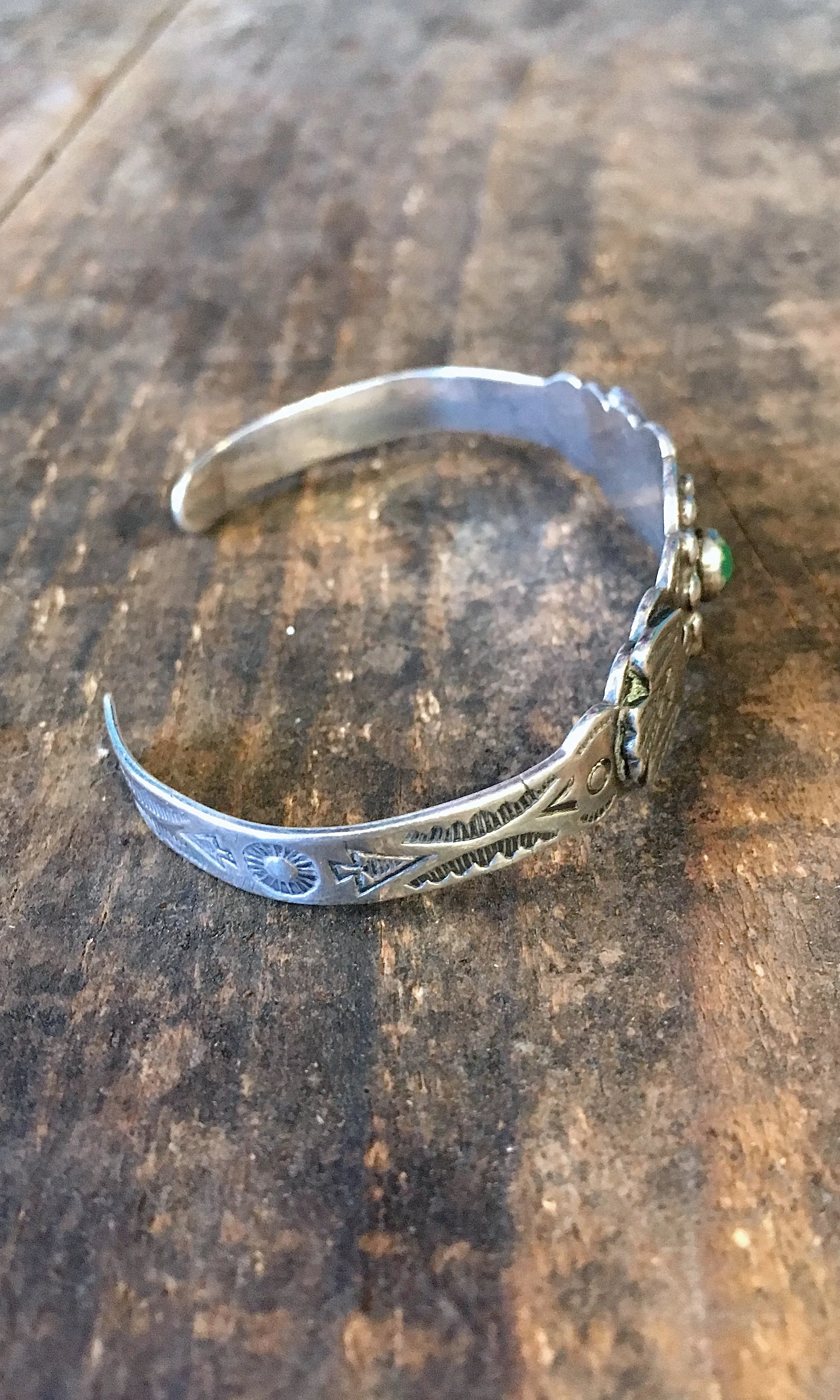 FRED HARVEY ERA 1940s Native American Silver & Turquoise Thunderbird Bracelet