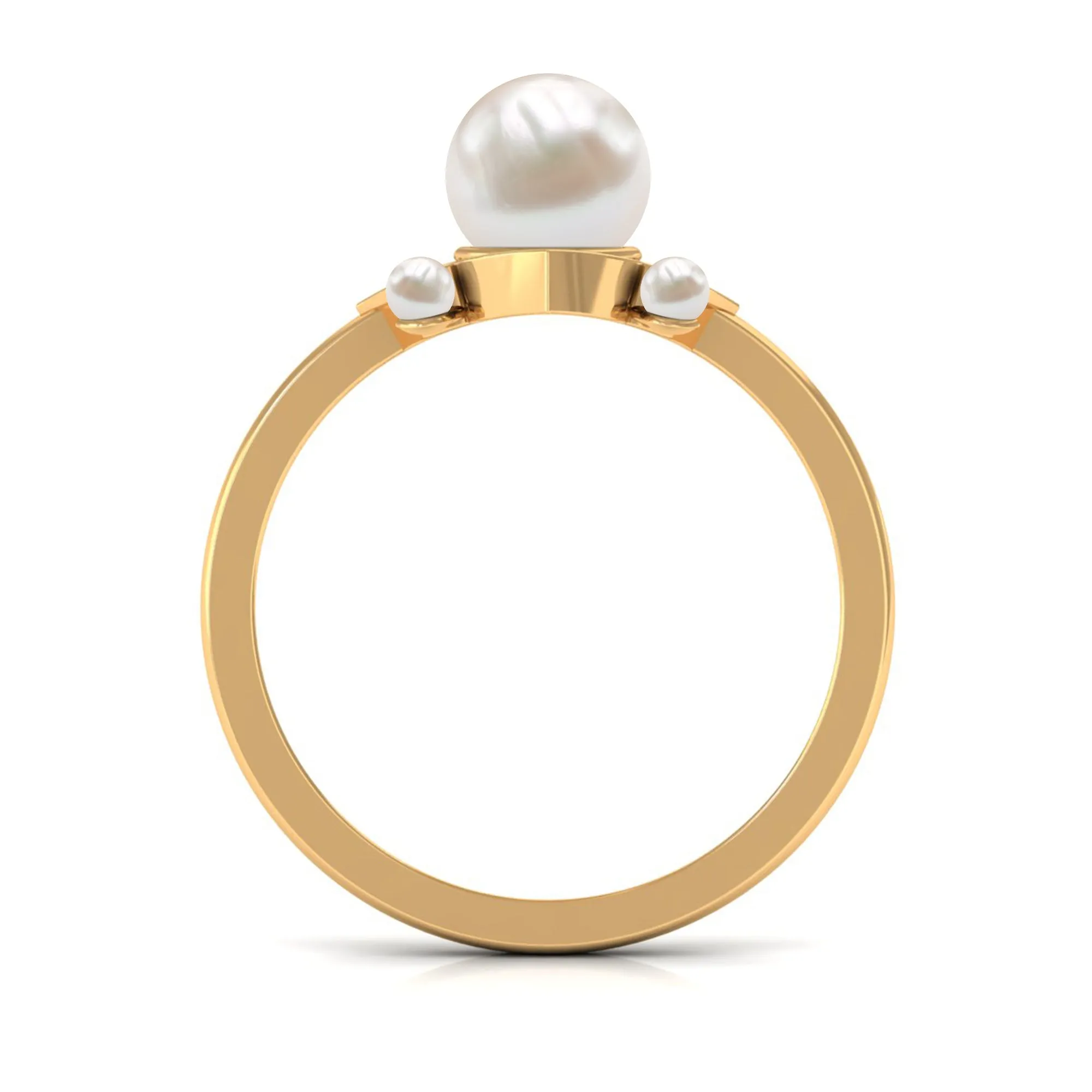 Freshwater Pearl Flower Engagement Ring with Diamond
