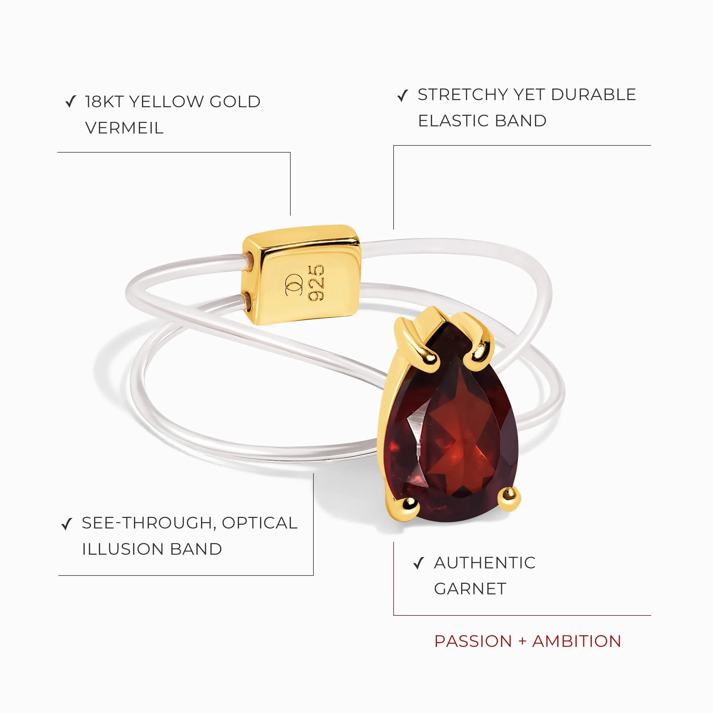 Garnet Ring Floating Sway - January Birthstone