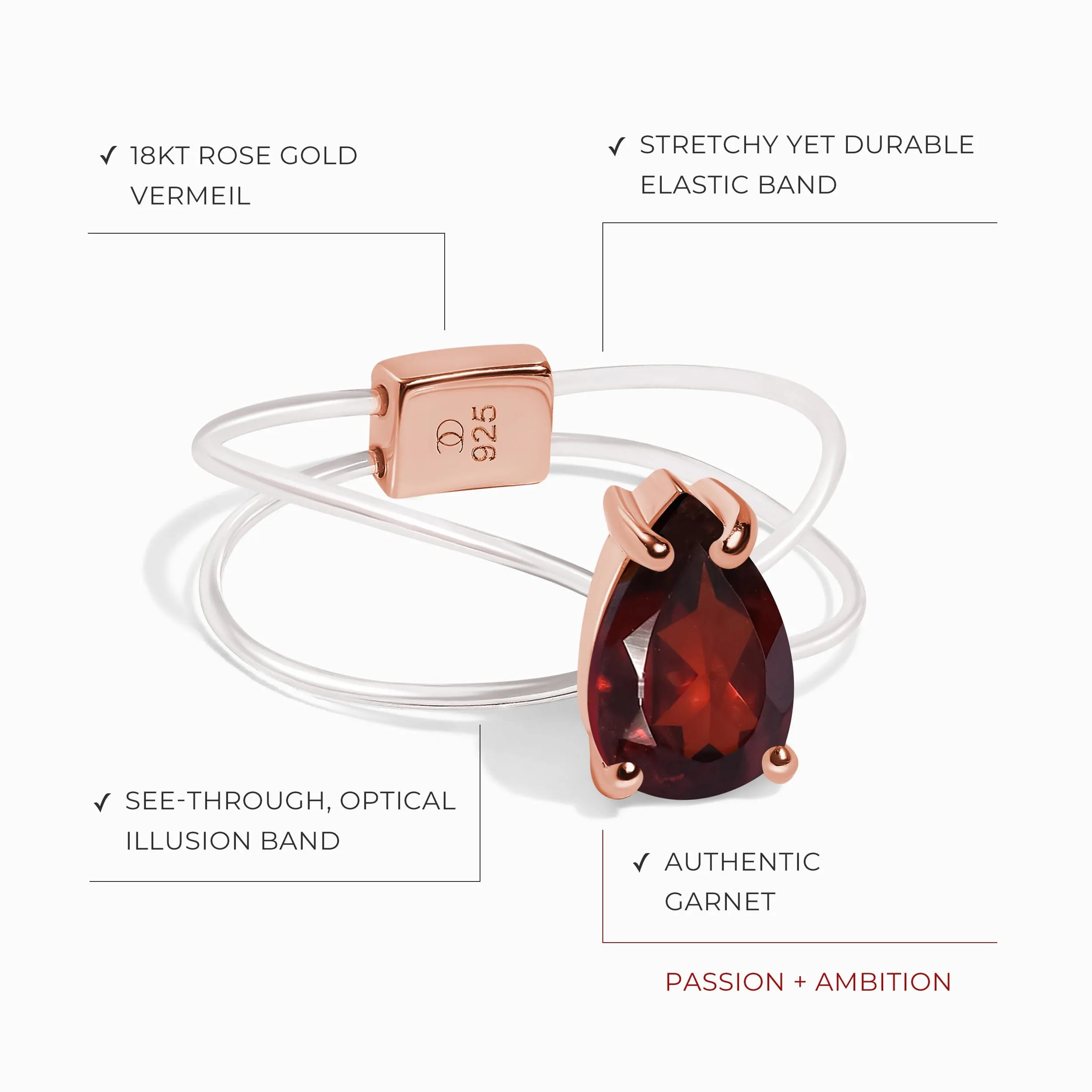 Garnet Ring Floating Sway - January Birthstone