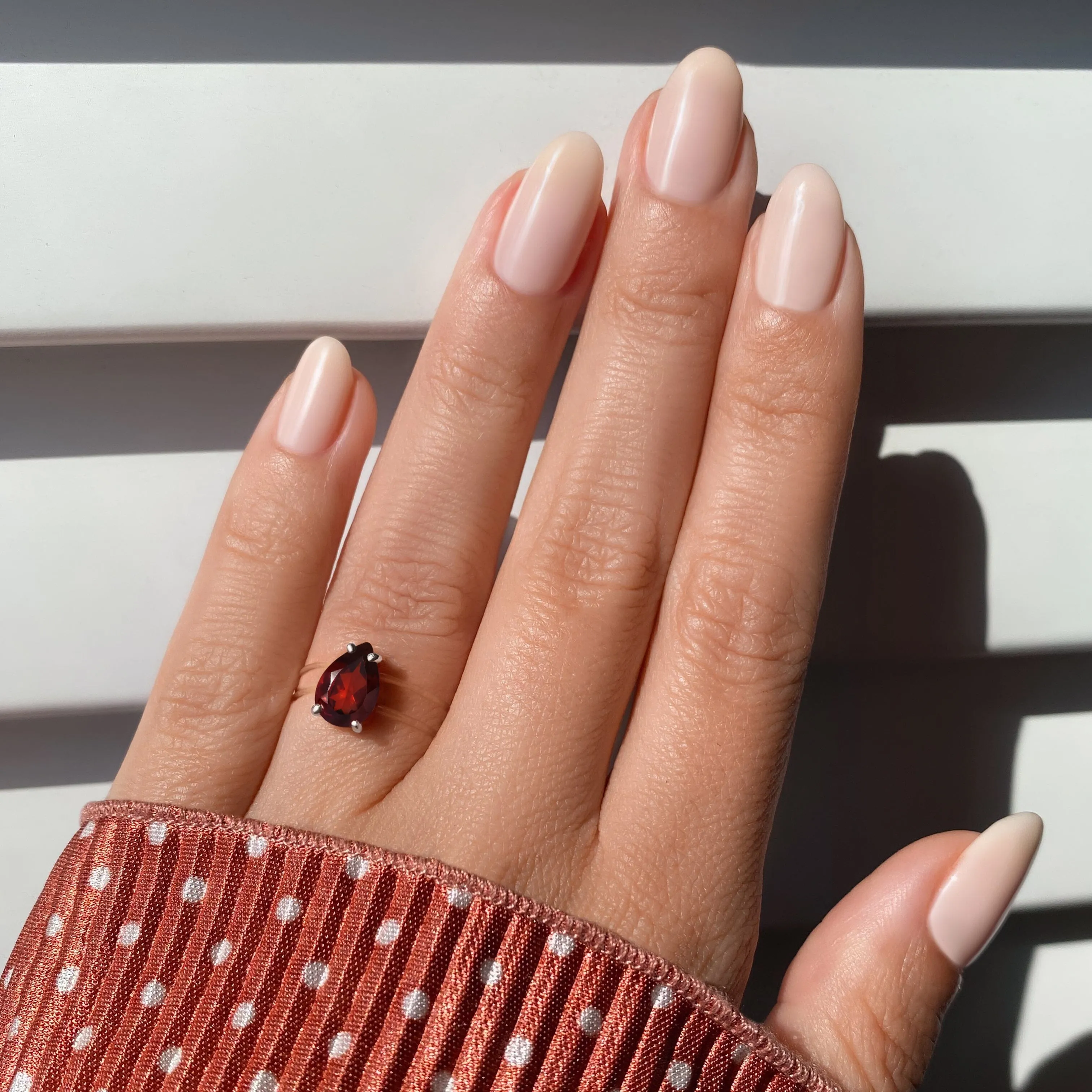 Garnet Ring Floating Sway - January Birthstone