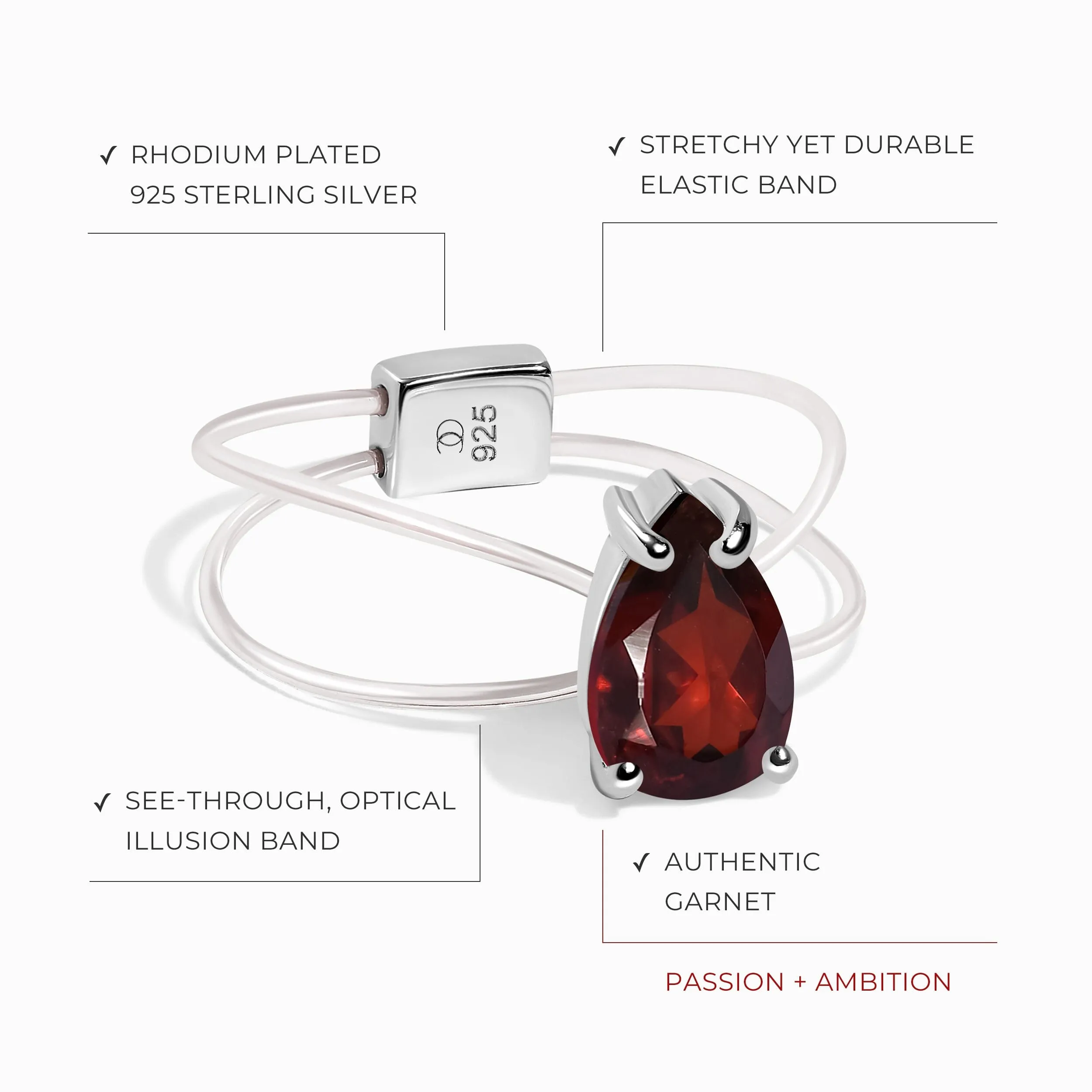 Garnet Ring Floating Sway - January Birthstone