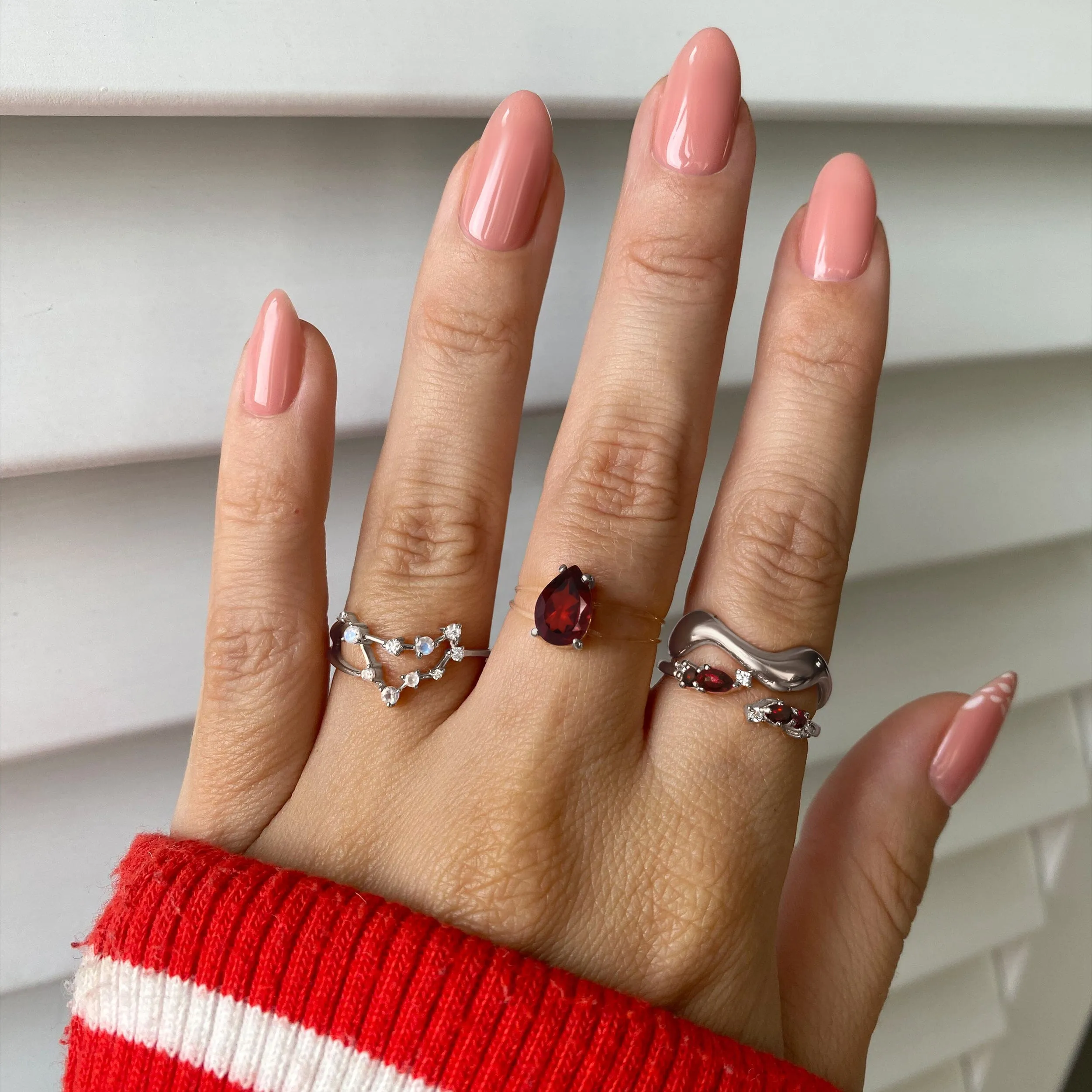 Garnet Ring Floating Sway - January Birthstone