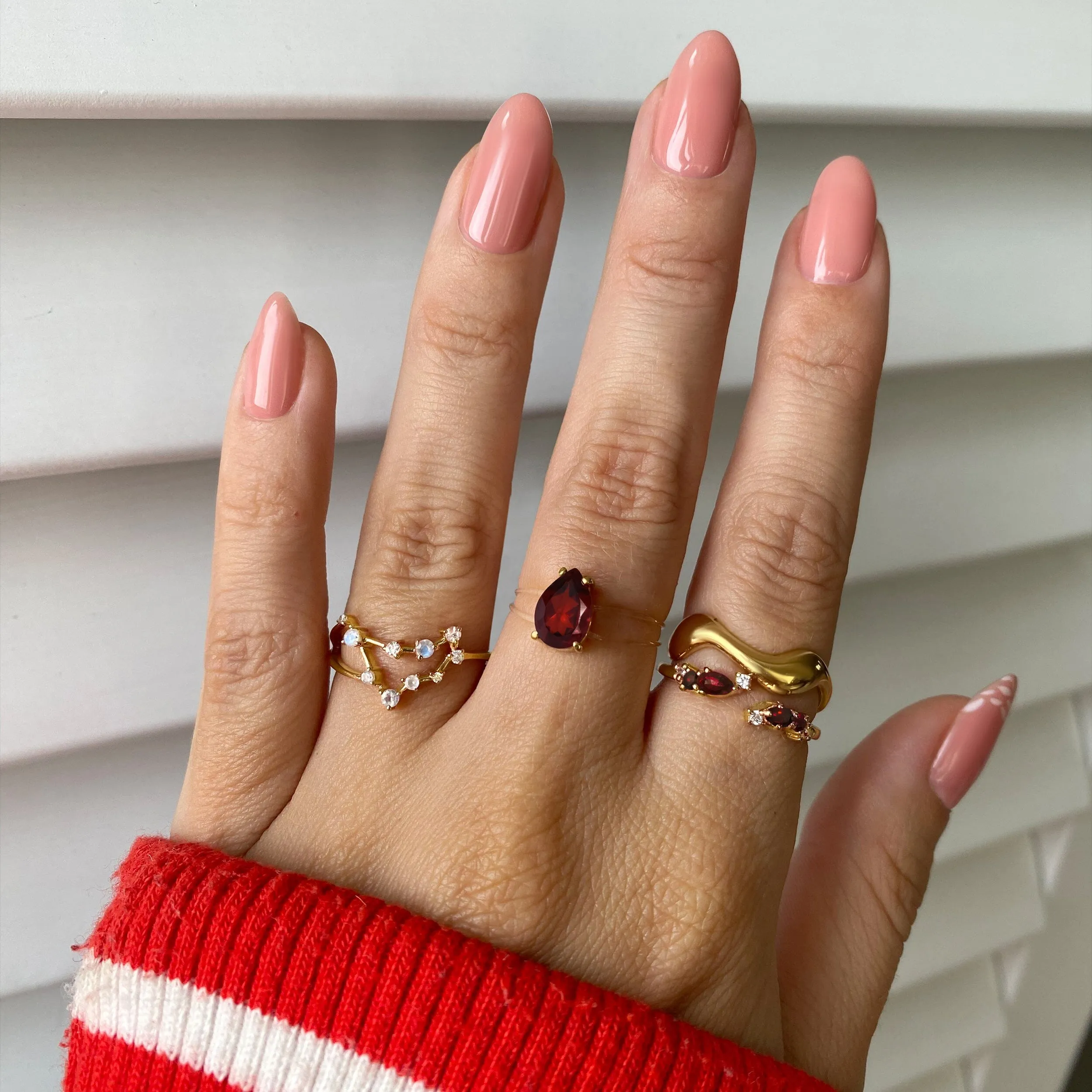 Garnet Ring Floating Sway - January Birthstone