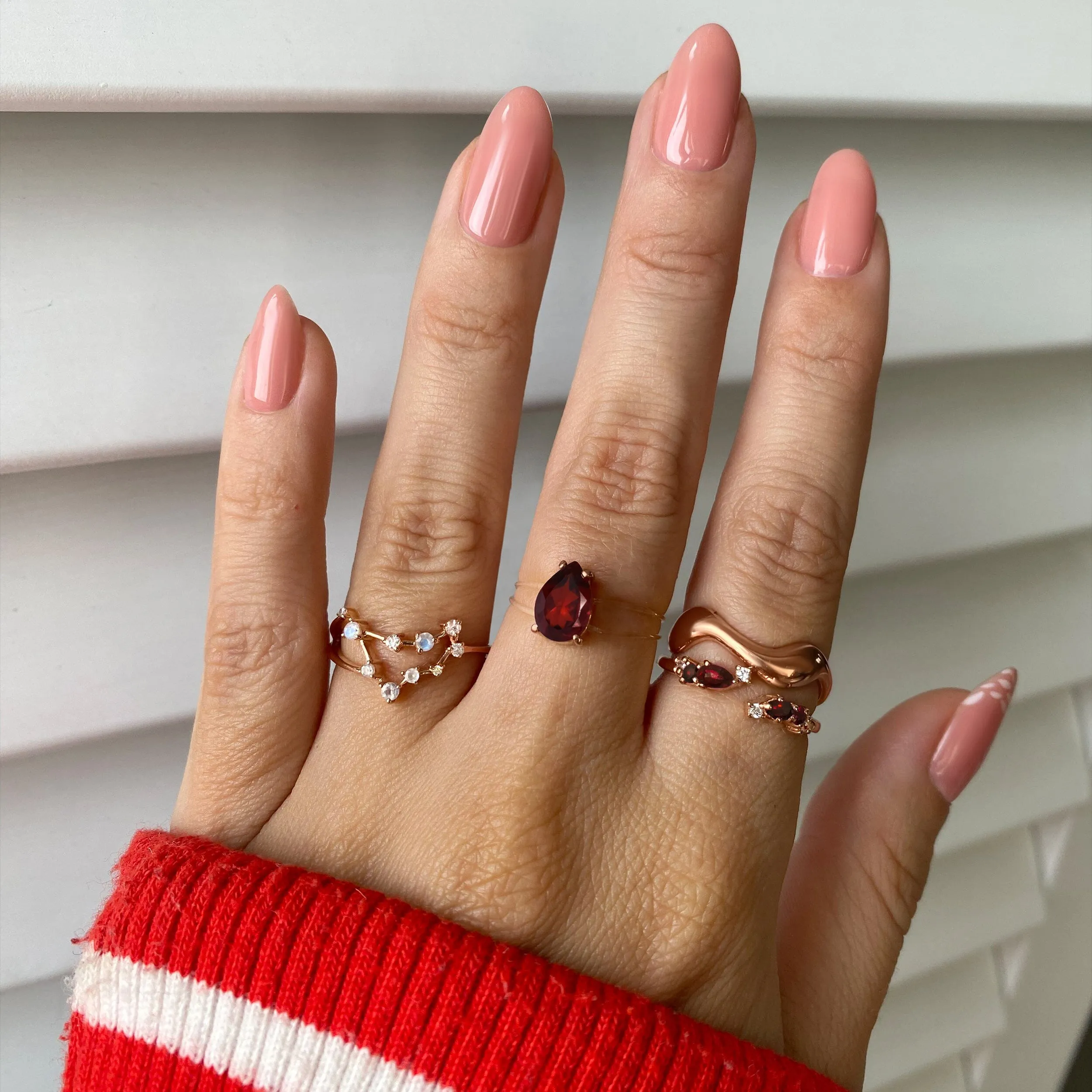 Garnet Ring Floating Sway - January Birthstone