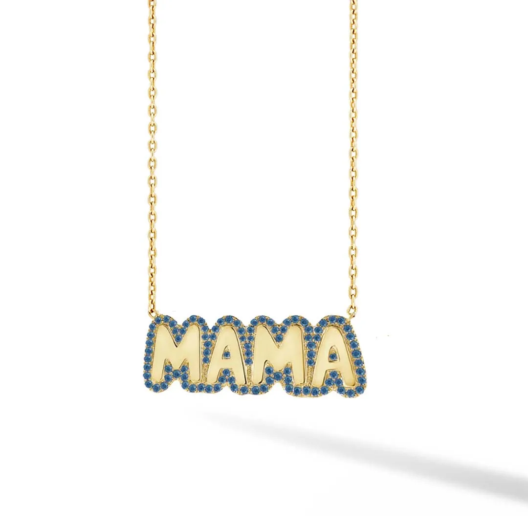 Gemstone Outline Bubble Name Necklace