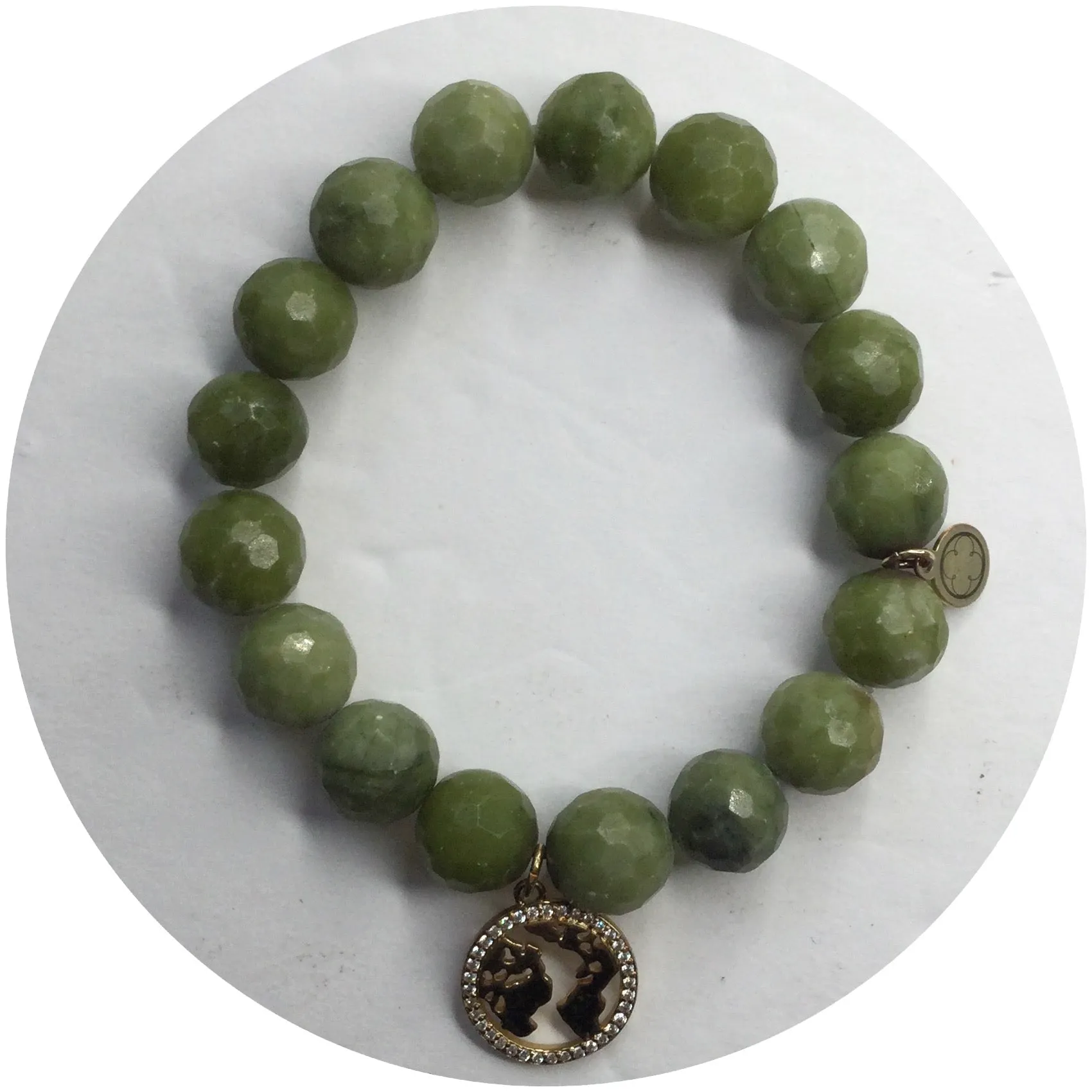 Green Garnet with Gold Pavé World