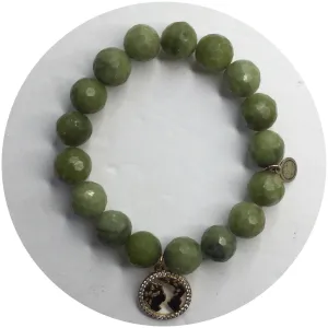Green Garnet with Gold Pavé World