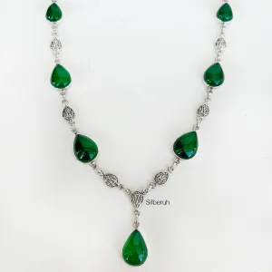 Green Onyx Filigree Silver Necklace