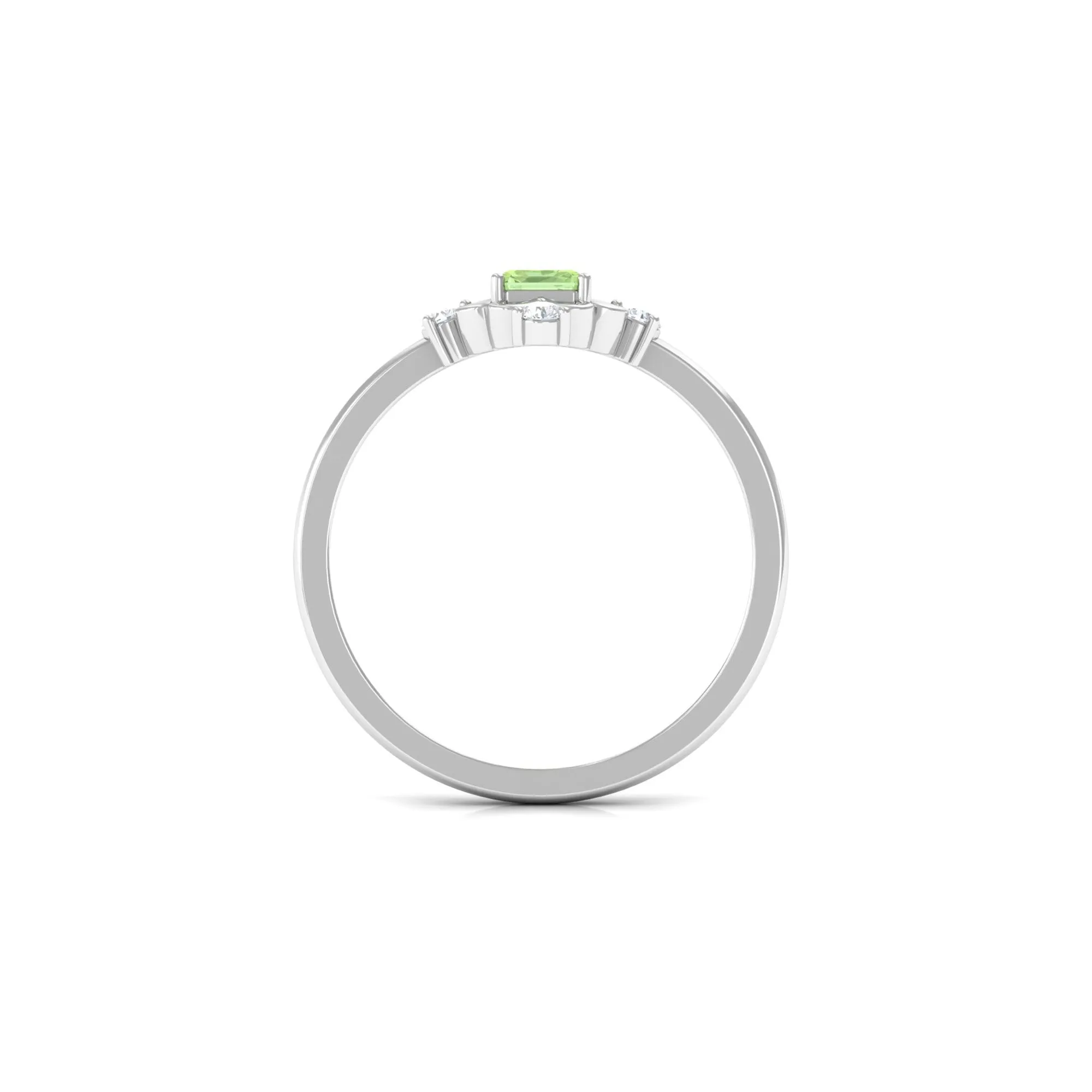 Green Sapphire Solitaire Vintage Ring with Diamond Stones