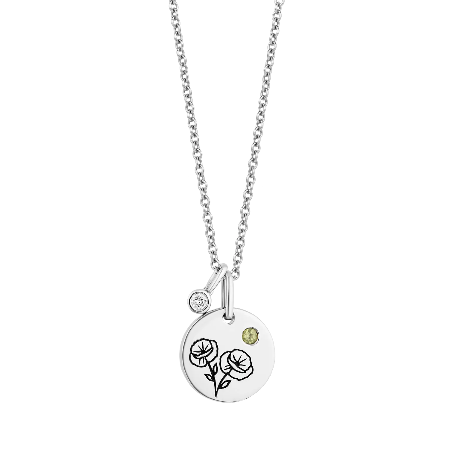 Hallmark Fine Jewelry August Flower of the Month Pendant in Sterling Silver with Peridot and Diamond Accent