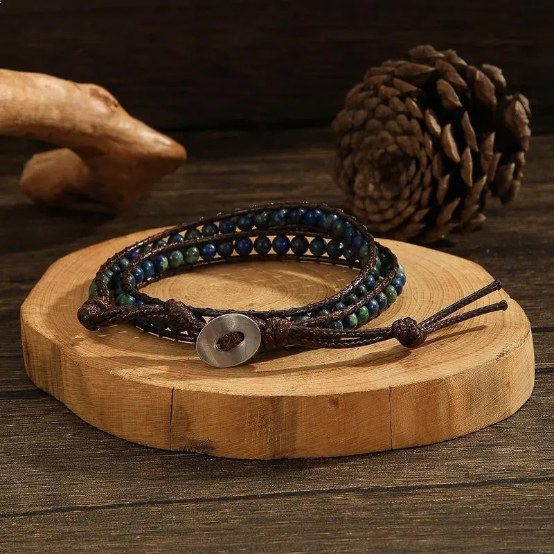 Handmade Light Luxury Rice Bead and Onyx Stone Bracelet - 2024 Women'S Braided Beaded Bracelet