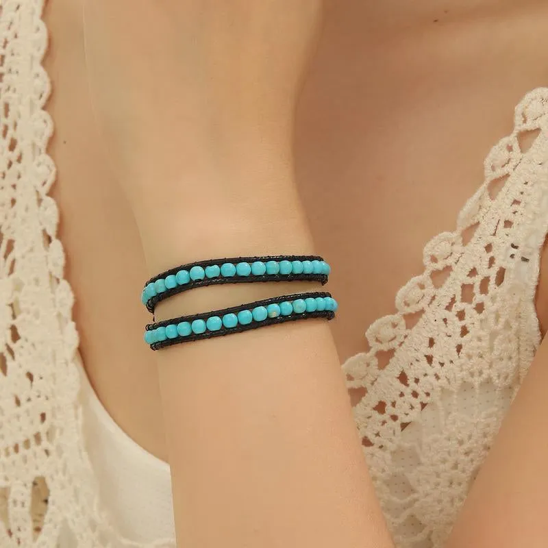 Handmade Light Luxury Rice Bead and Onyx Stone Bracelet - 2024 Women'S Braided Beaded Bracelet