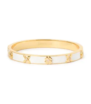 Heritage Bloom Hinged Bangle White/Gold