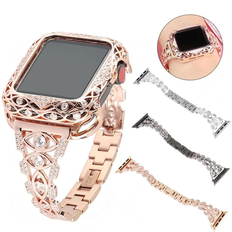 Hollow Diamond Strap For Apple Watch Band Series 7 6 5 Women Bracelet