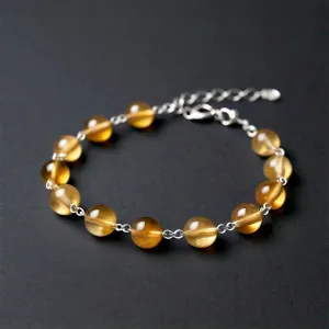 Ilithiya Sterling Silver Citrine Crystal Beads Stone Bracelet