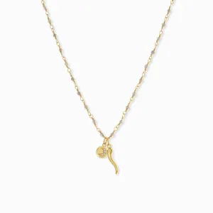 Italian horn and cz charm necklace
