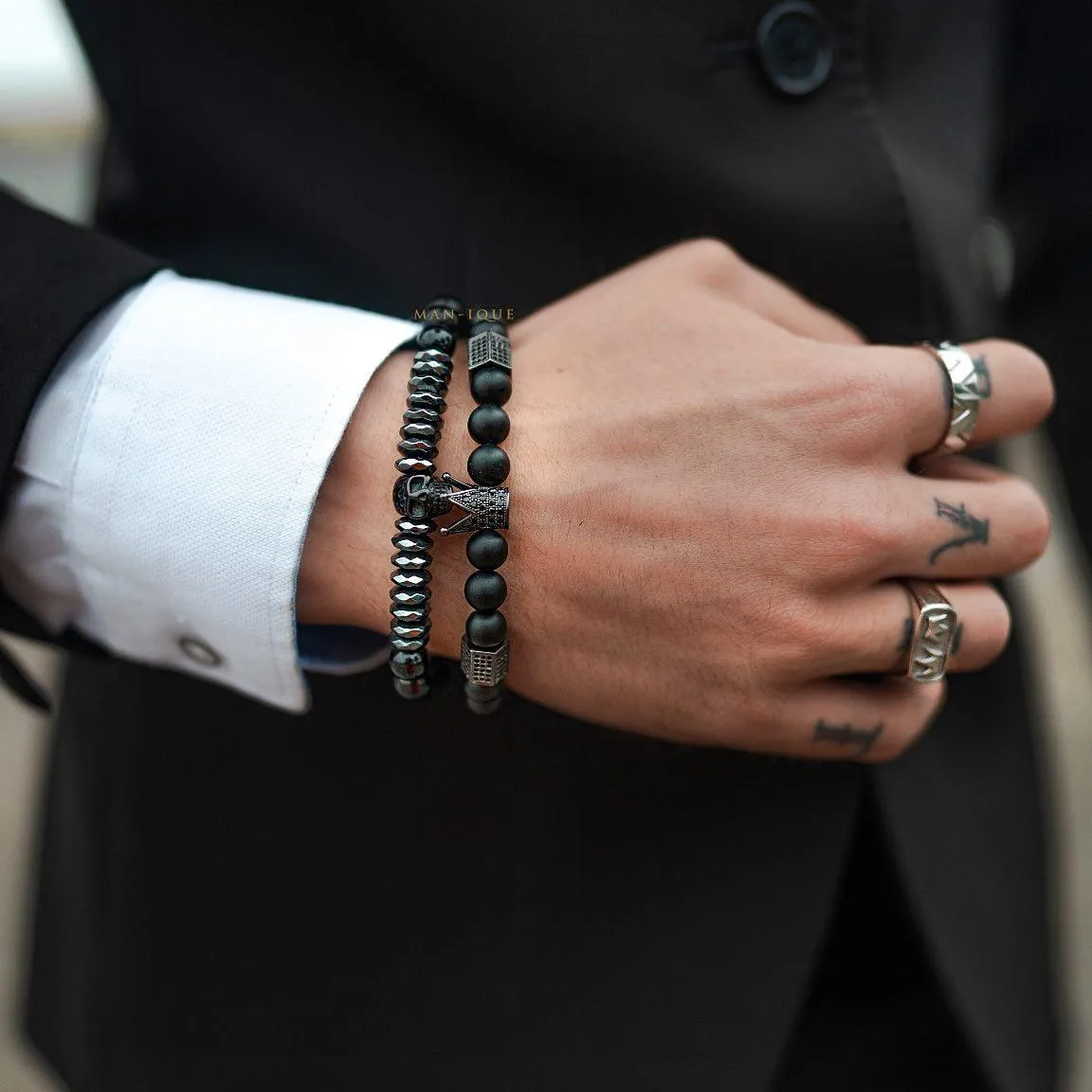 Jet Black Skull x Crown set
