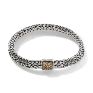 John Hardy Classic Chain Silver Reversible Bracelet with Treated Black Sapphire and Citrine | 6.75 Inches